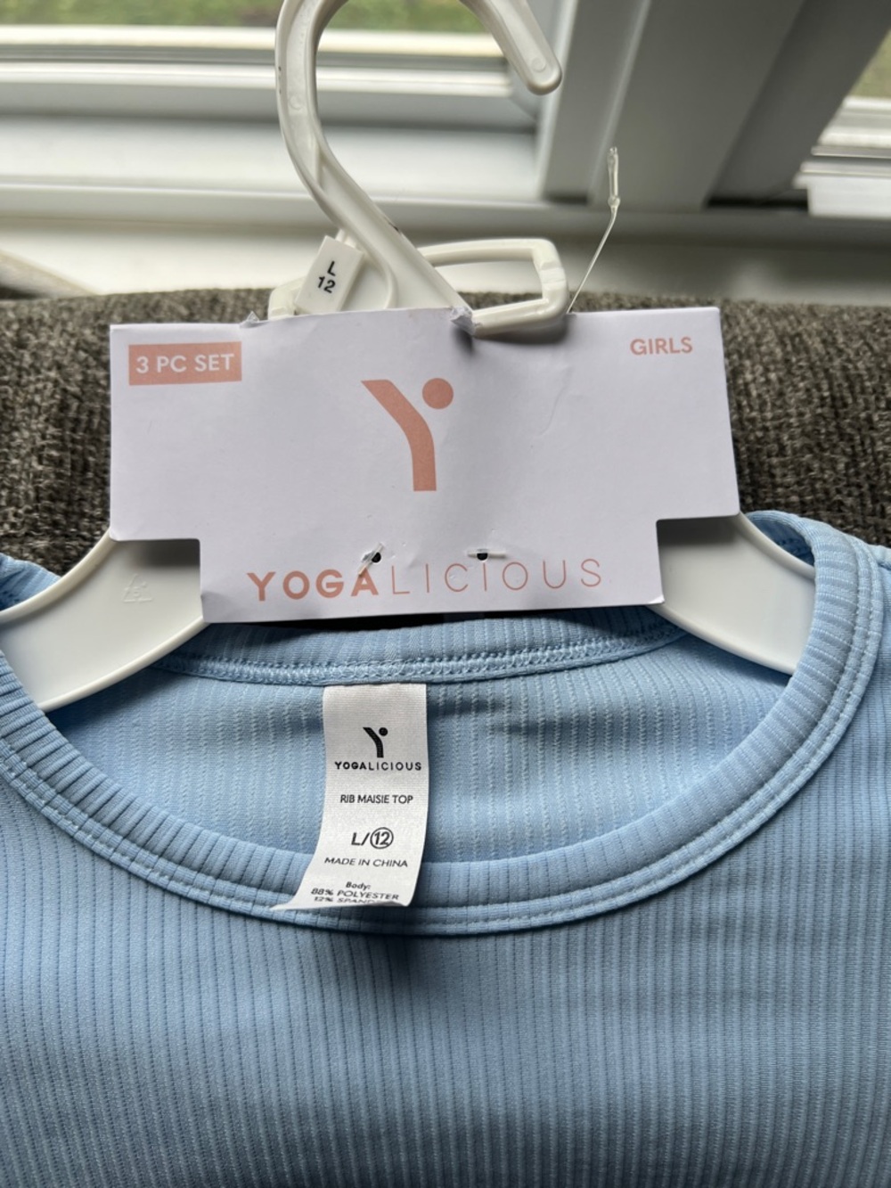 Yogalicious Girls Ribbed Tank Top - Light Blue